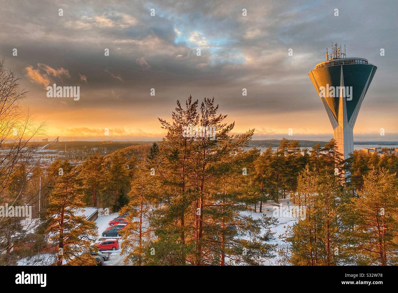 Sunset at Lahti, Finland Stock Photo