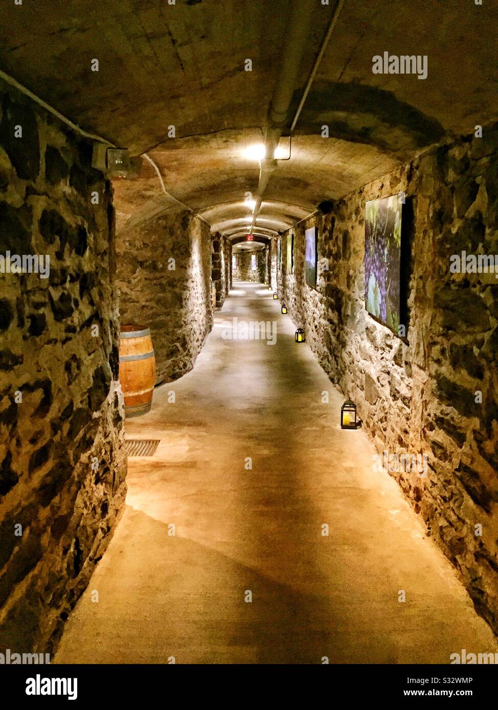 Walk through an underground wine cave Stock Photo Alamy