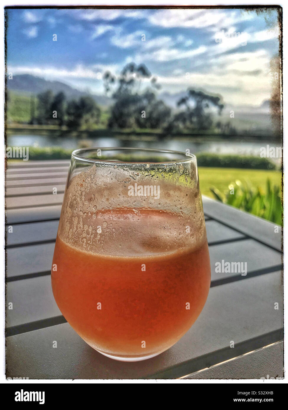 Freshly pressed mixed fruit juice at Jordan Estate, Stellenbosch, Cape