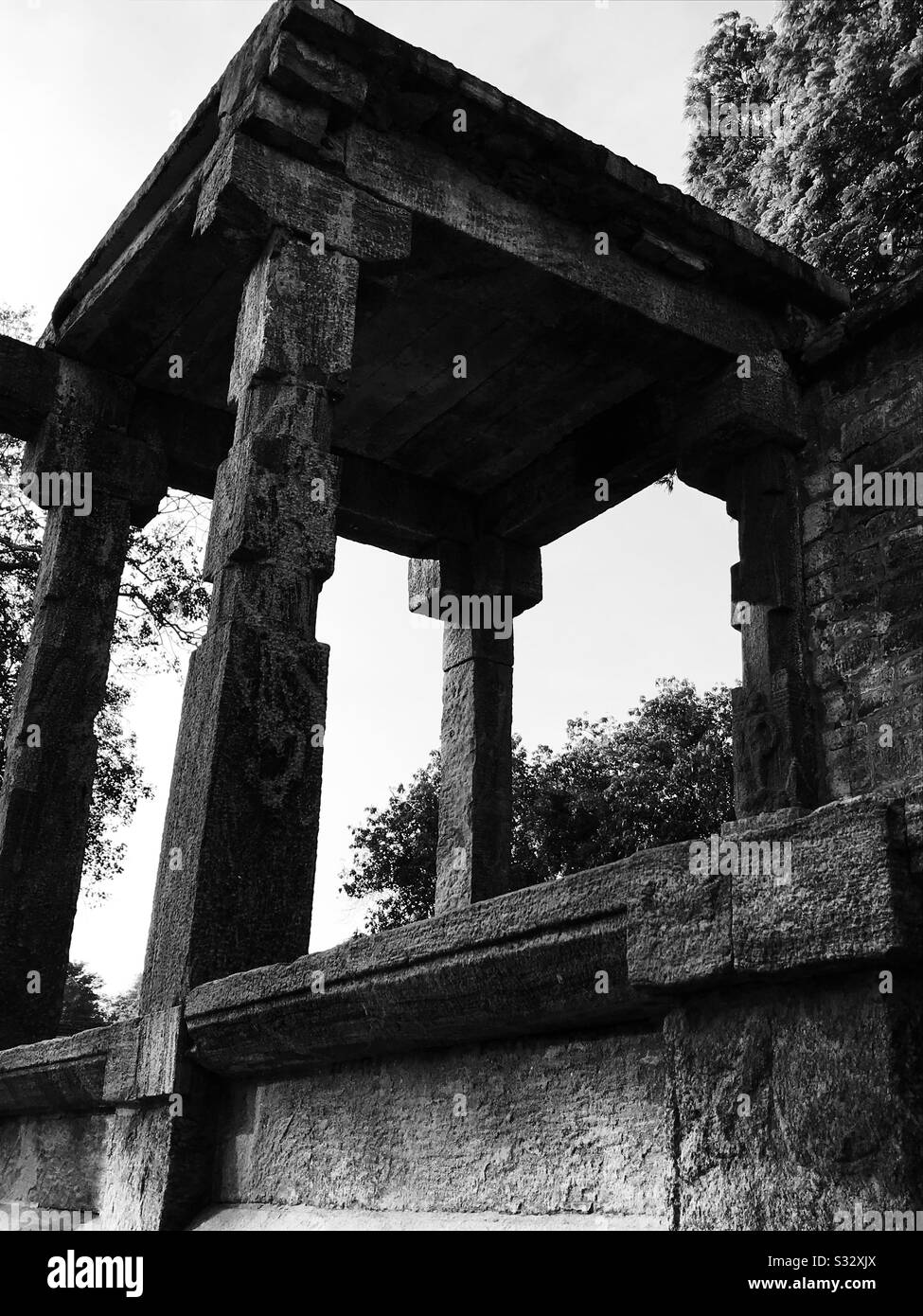 Ancient Palakkad fort entrance captured pic in black and white mode , accidentally captured pic in Live mode , india tourist destination Stock Photo