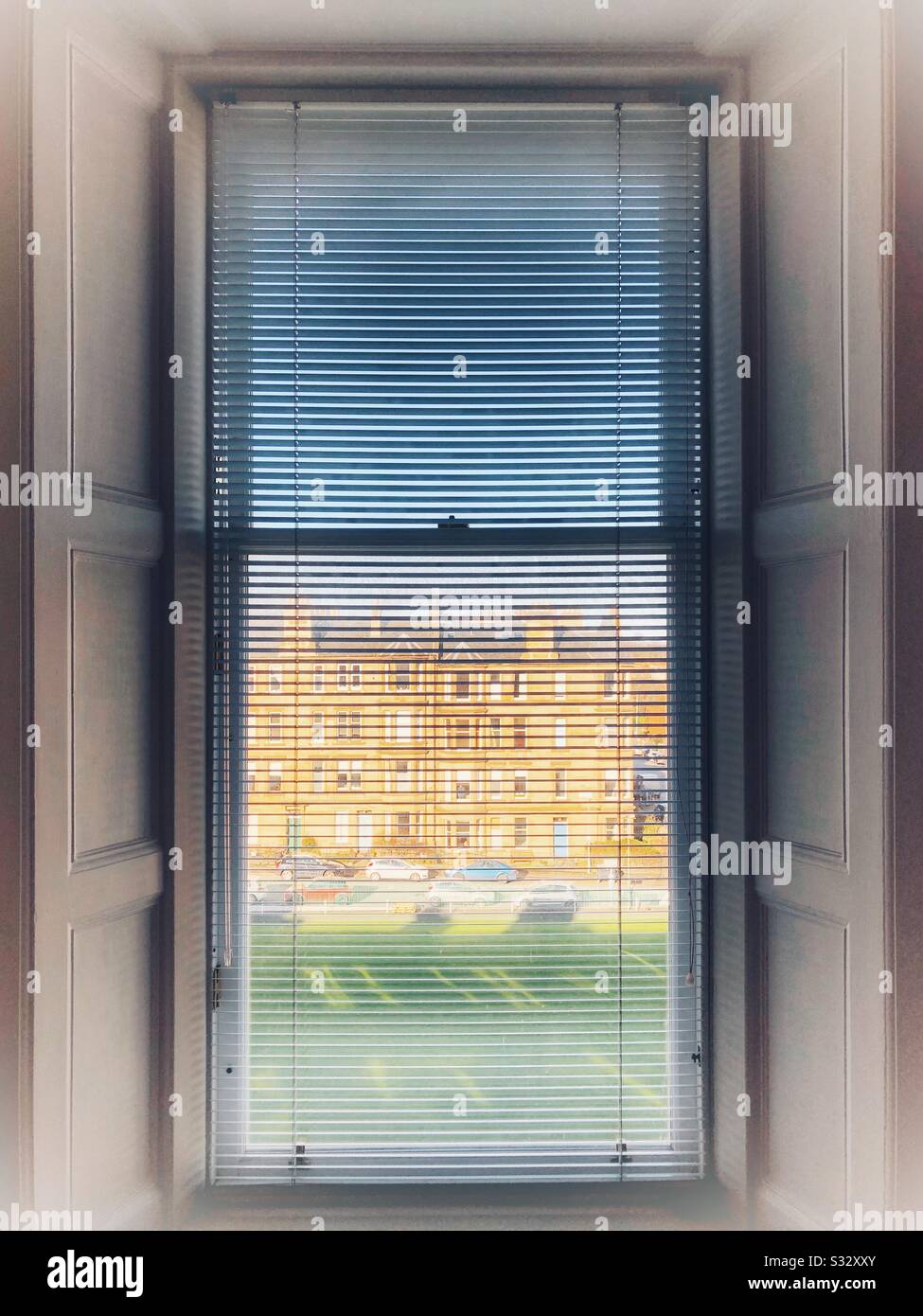 Looking Through Venetian blinds - Smartphone Captured Stock Image