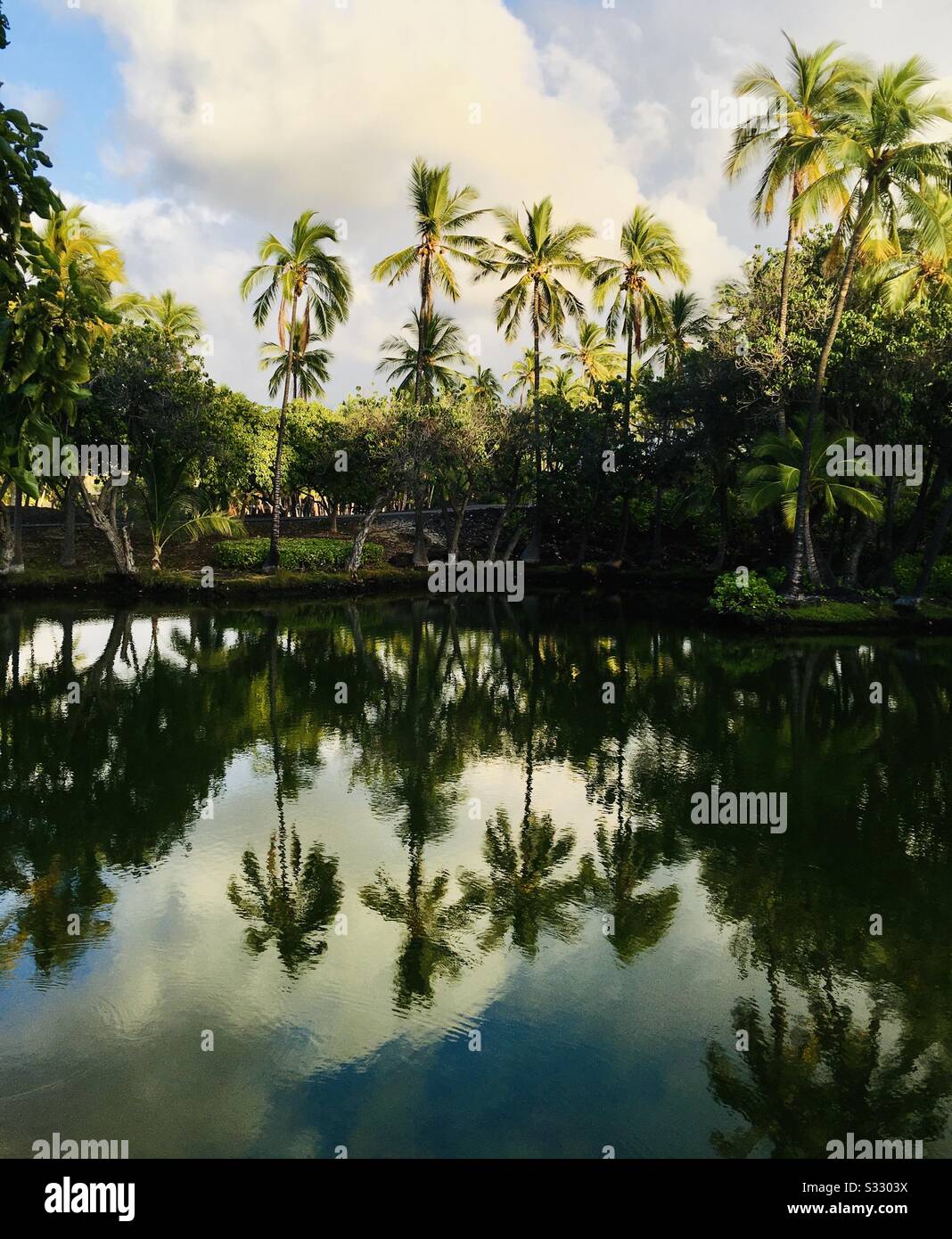 Kalahuipua'a Mauna Lani Fishponds near Puako on the Kohala Coast of the Big Island of Hawaii - Smartphone Captured Stock Image