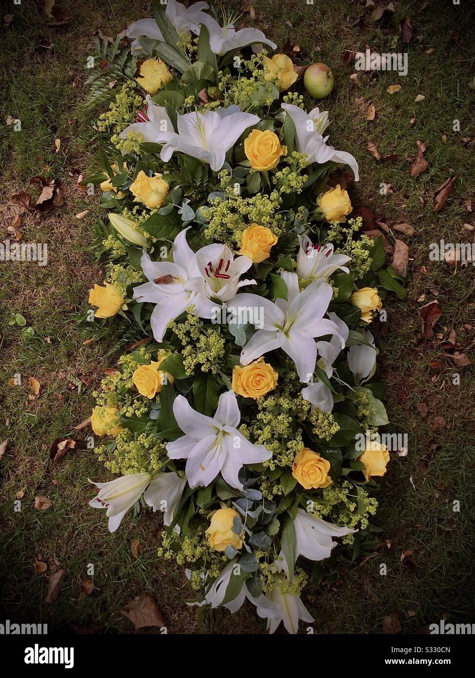 A wreath from a funeral. Stock Photo