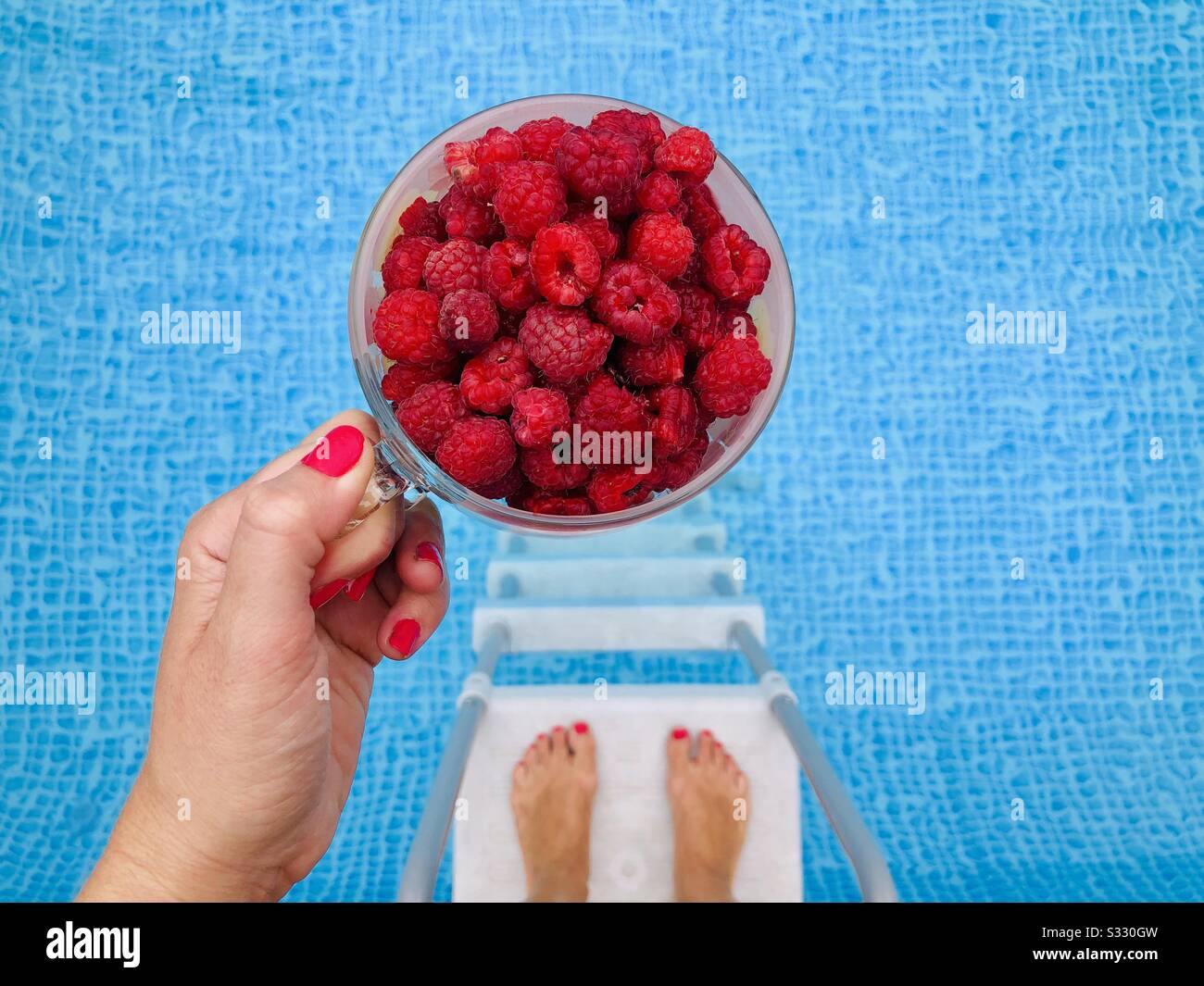 Healthy snack by the pool Stock Photo