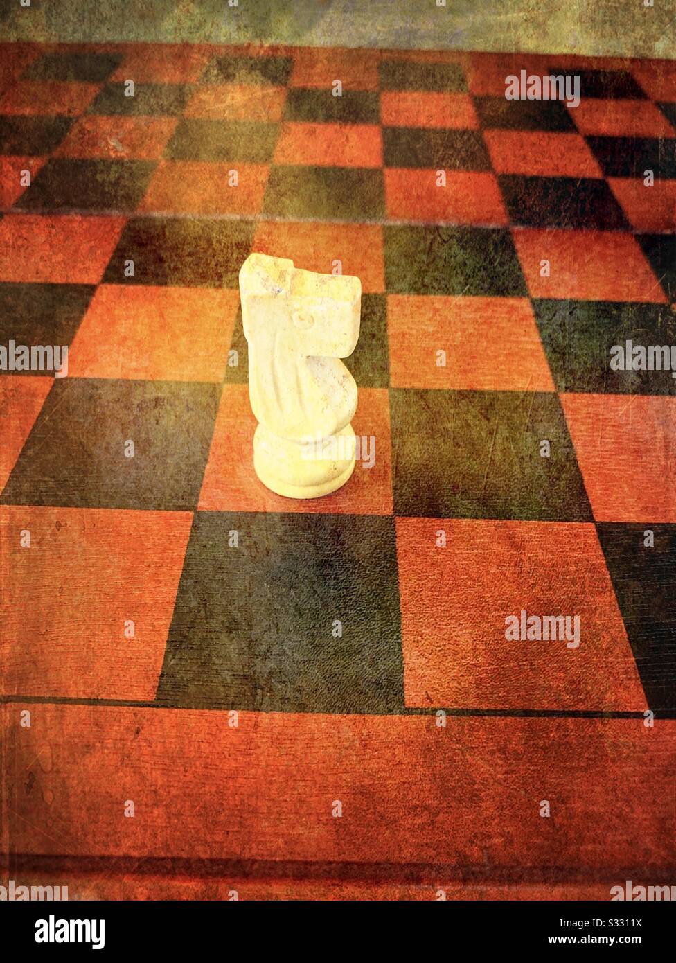 Playing the game of chess the horse piece knight piece Stock Photo