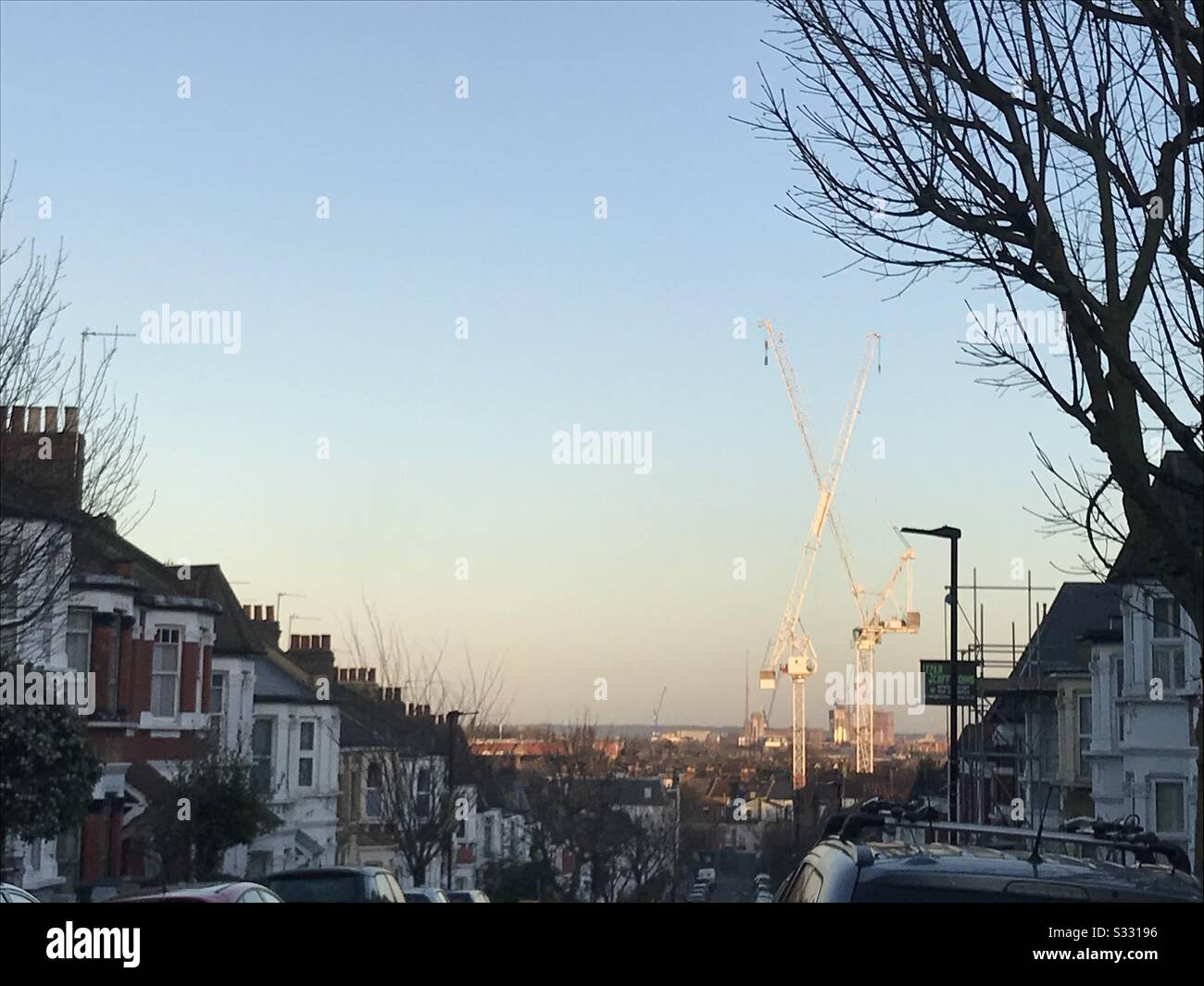 Cranes in the sky Stock Photo Alamy