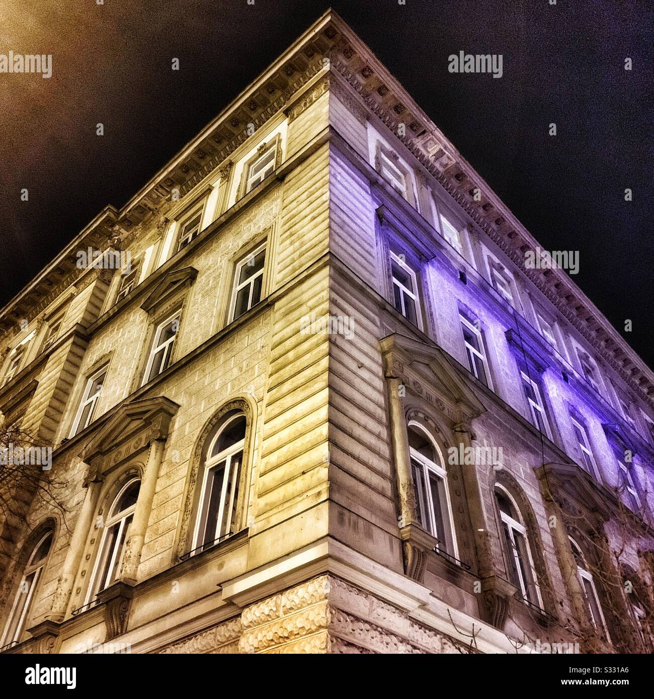 Downtown building nightshot. Stock Photo