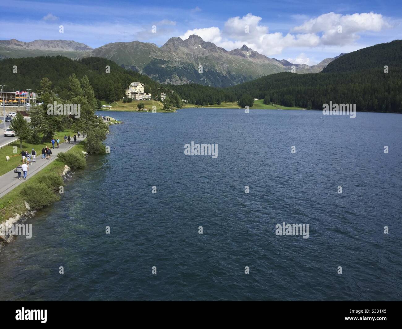 Switzerland, Graubunden Canton, Saint Moritz, Lake Stock Photo