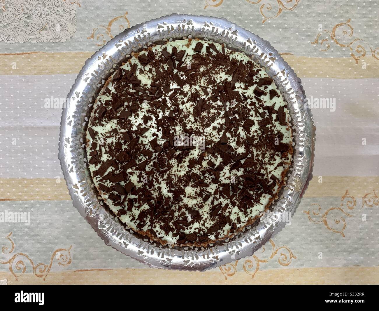 Mint pie with chocolate Stock Photo