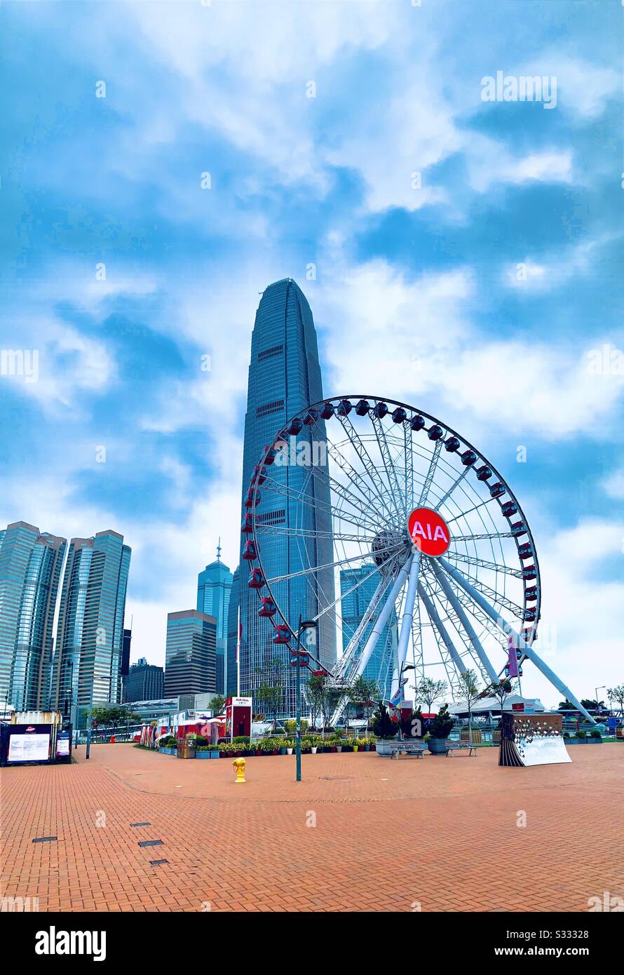 Skyline of Central District in Hong Kong. Stock Photo