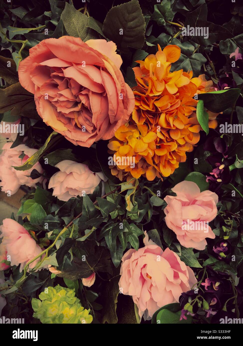 Colorful artificial flowers - Smartphone Captured Stock Image