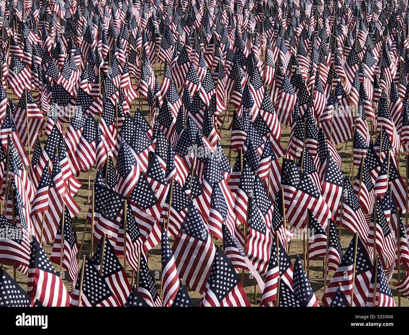 Quick! How many flags appear in this picture? Stock Photo