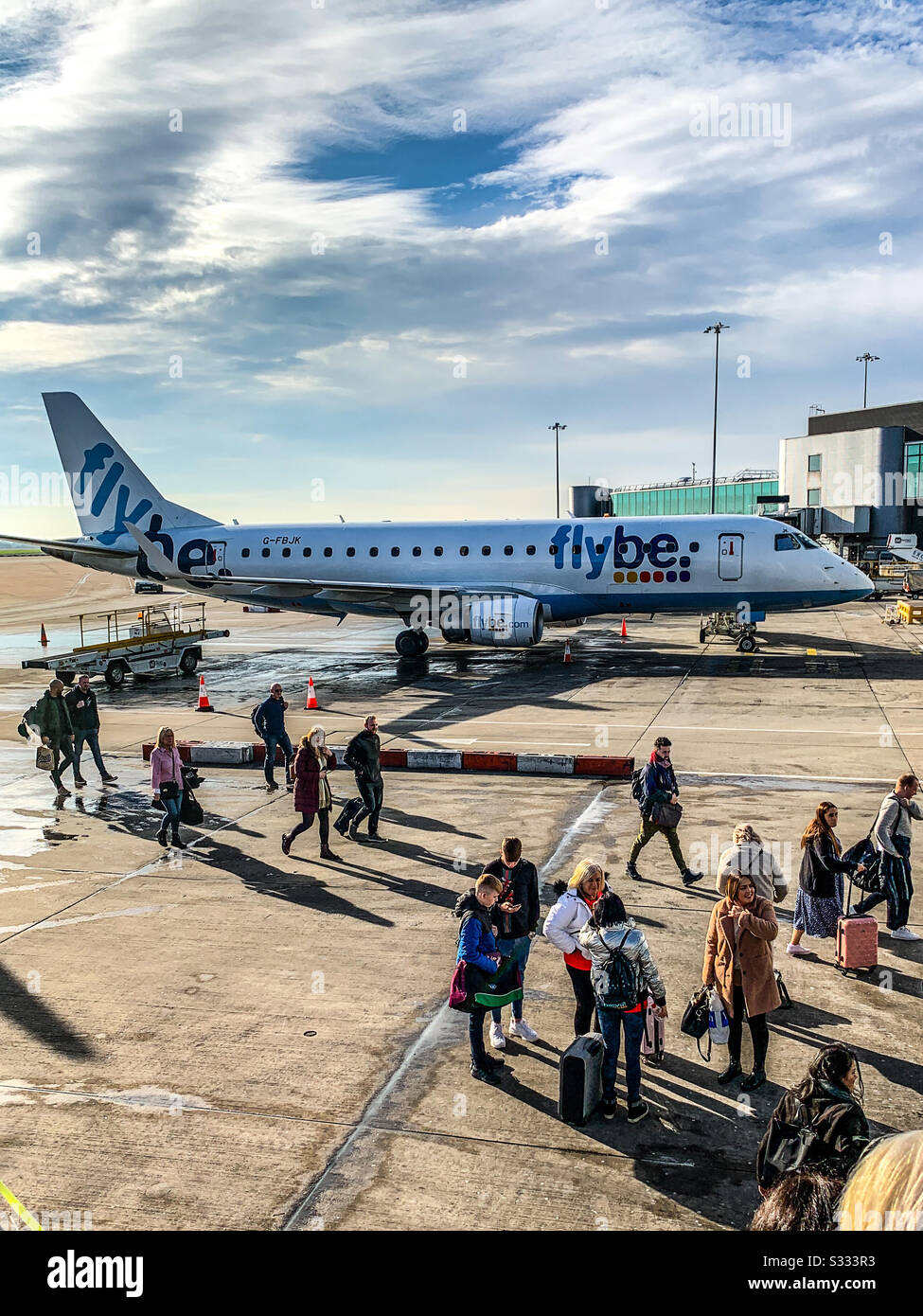 Flybe Embraer ERJ 175 plane at Manchester Airport Stock Photo