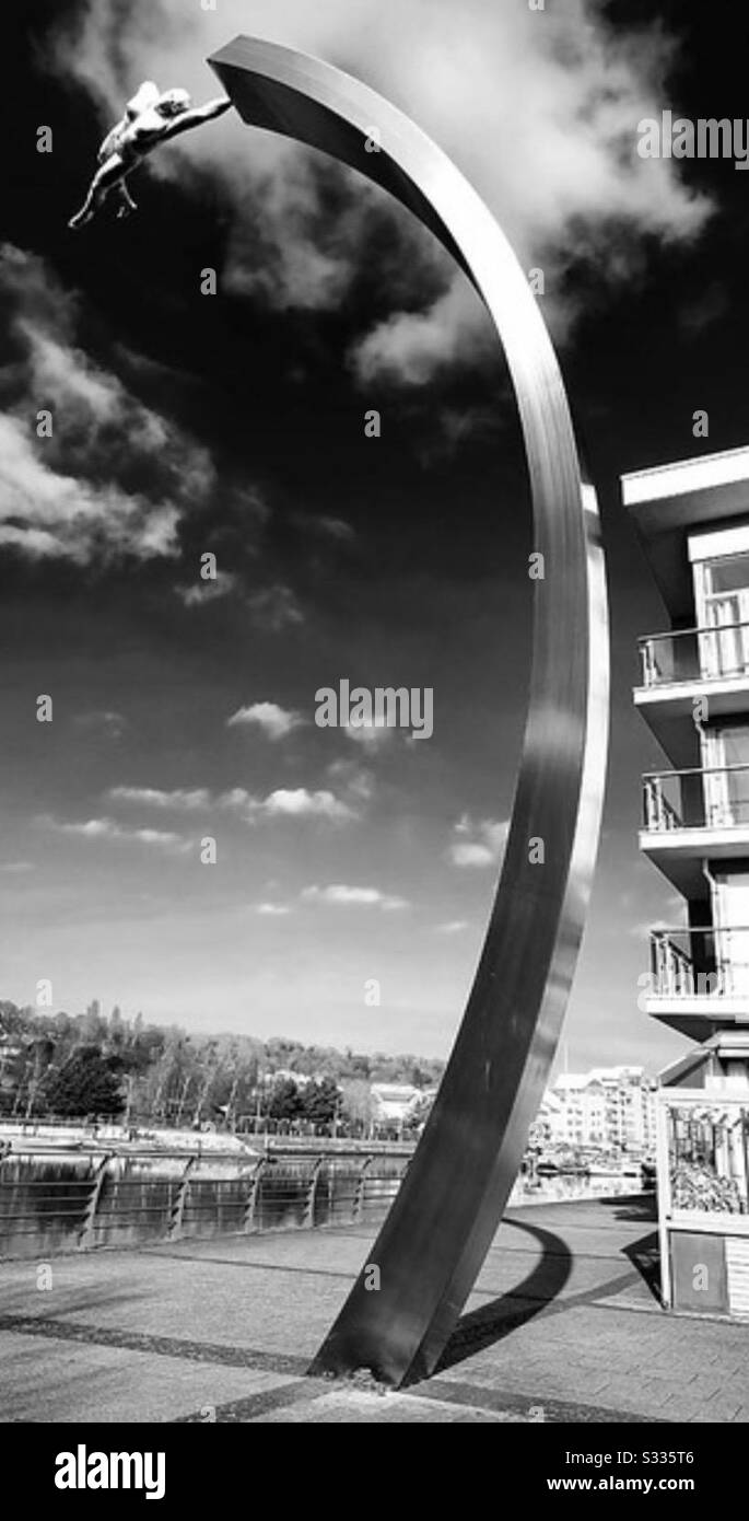 Portishead public art by the marina - Smartphone Captured Stock Image