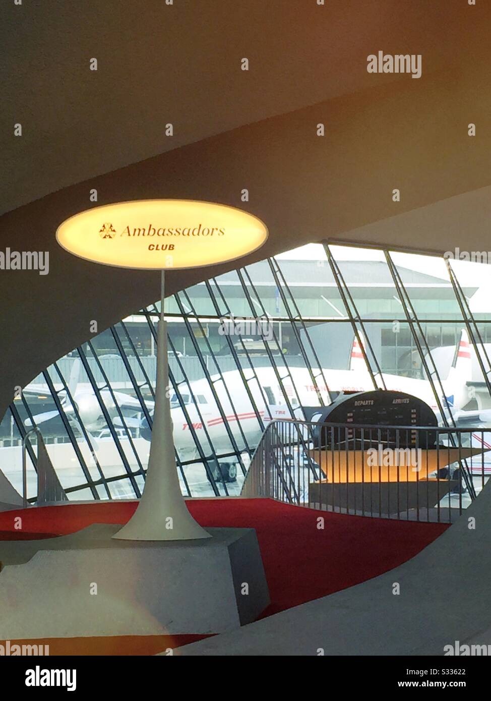 TWA Hotel is located in the historic TWA flight Center terminal at the JFK Airport in New York City - Smartphone Captured Stock Image