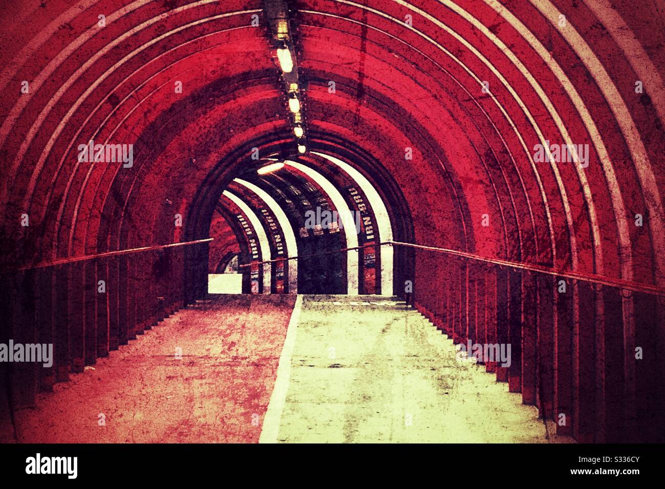 Covered Walkway leading to Scottish Event Campus on the River Clyde in Glasgow, Scotland. - Smartphone Captured Stock Image