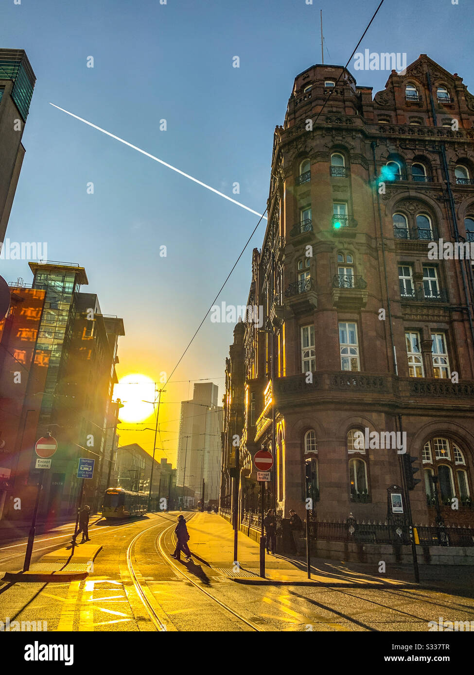 Sunset in Manchester City centre - Smartphone Captured Stock Image