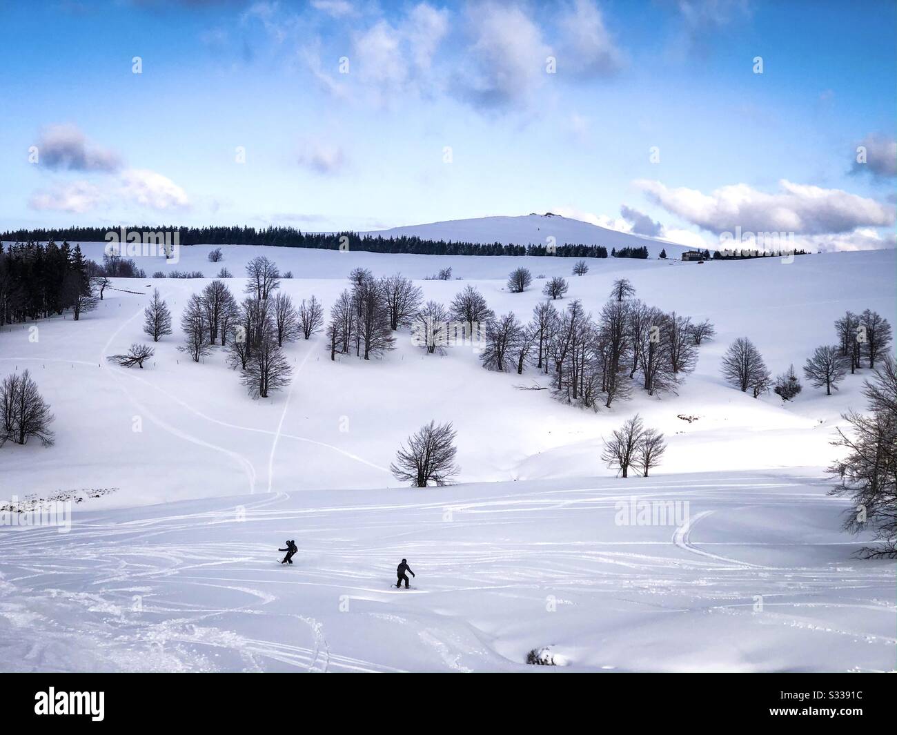 Snowboarders on the slope - Smartphone Captured Stock Image