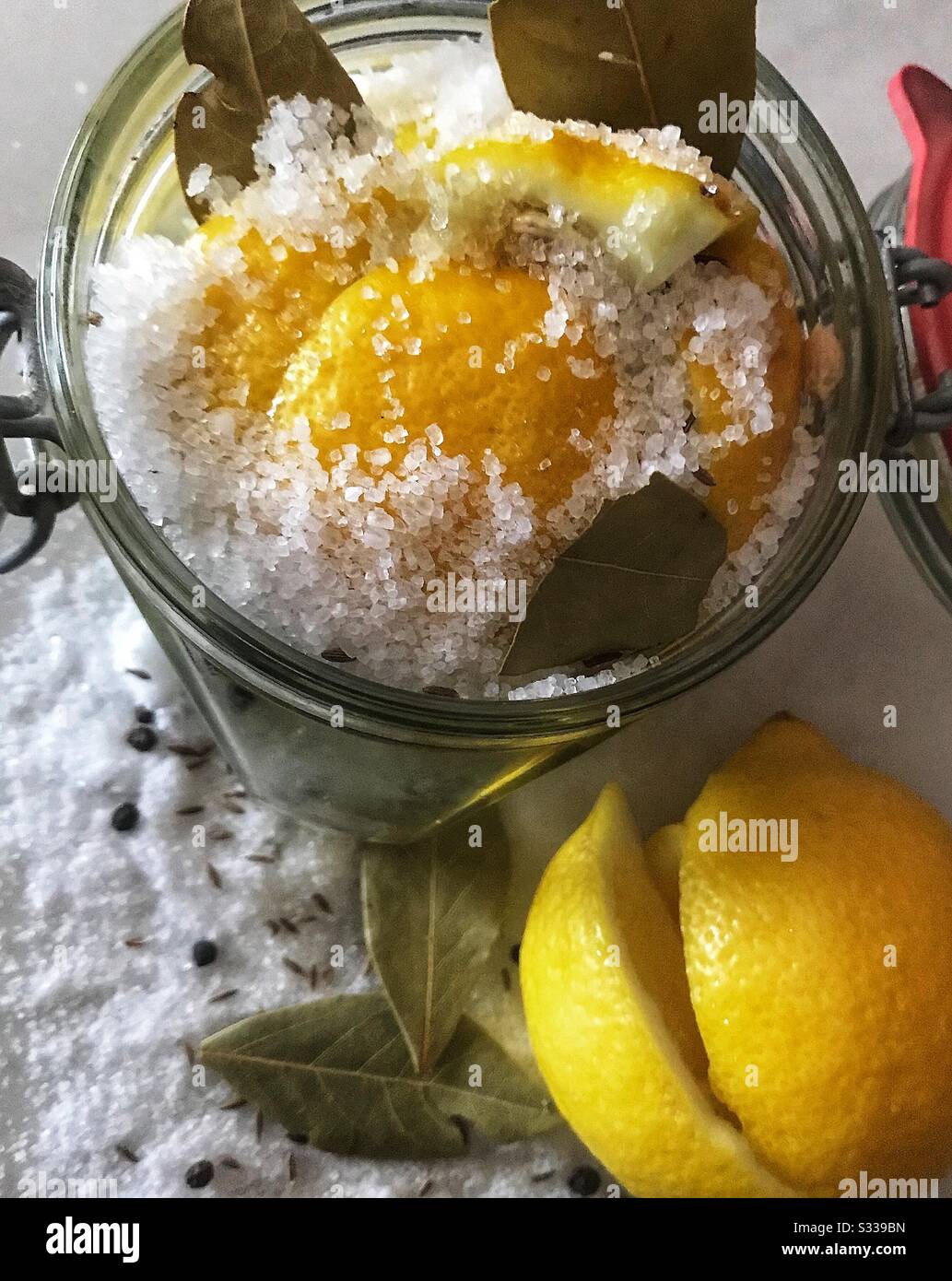 Salted lemons are very easy to make - a jar makes a great gift. - Smartphone Captured Stock Image