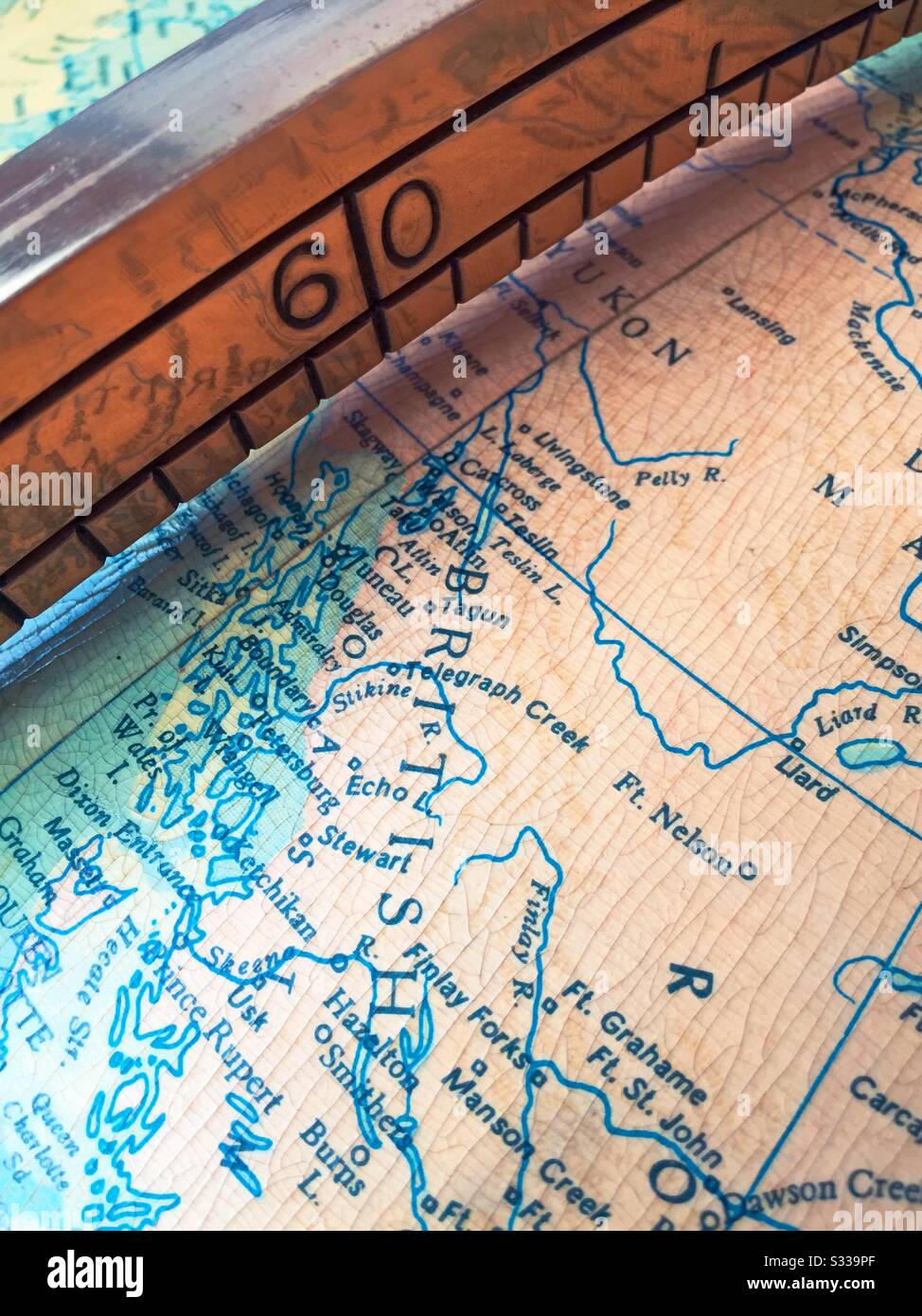 Close up of vintage globe and Meridian - Smartphone Captured Stock Image Close up of vintage globe and Meridian - Smartphone Captured Stock Image