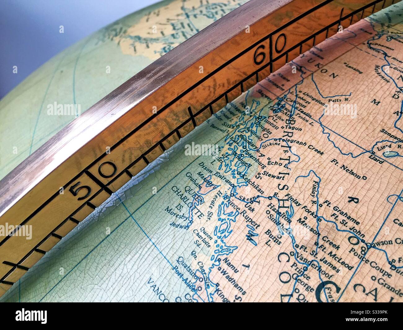 Close up of vintage globe and Meridian - Smartphone Captured Stock Image Close up of vintage globe and Meridian - Smartphone Captured Stock Image