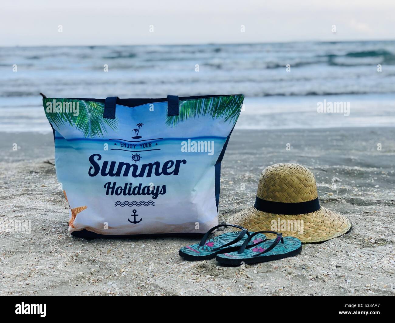 Summer accesories for the beach - Smartphone Captured Stock Image