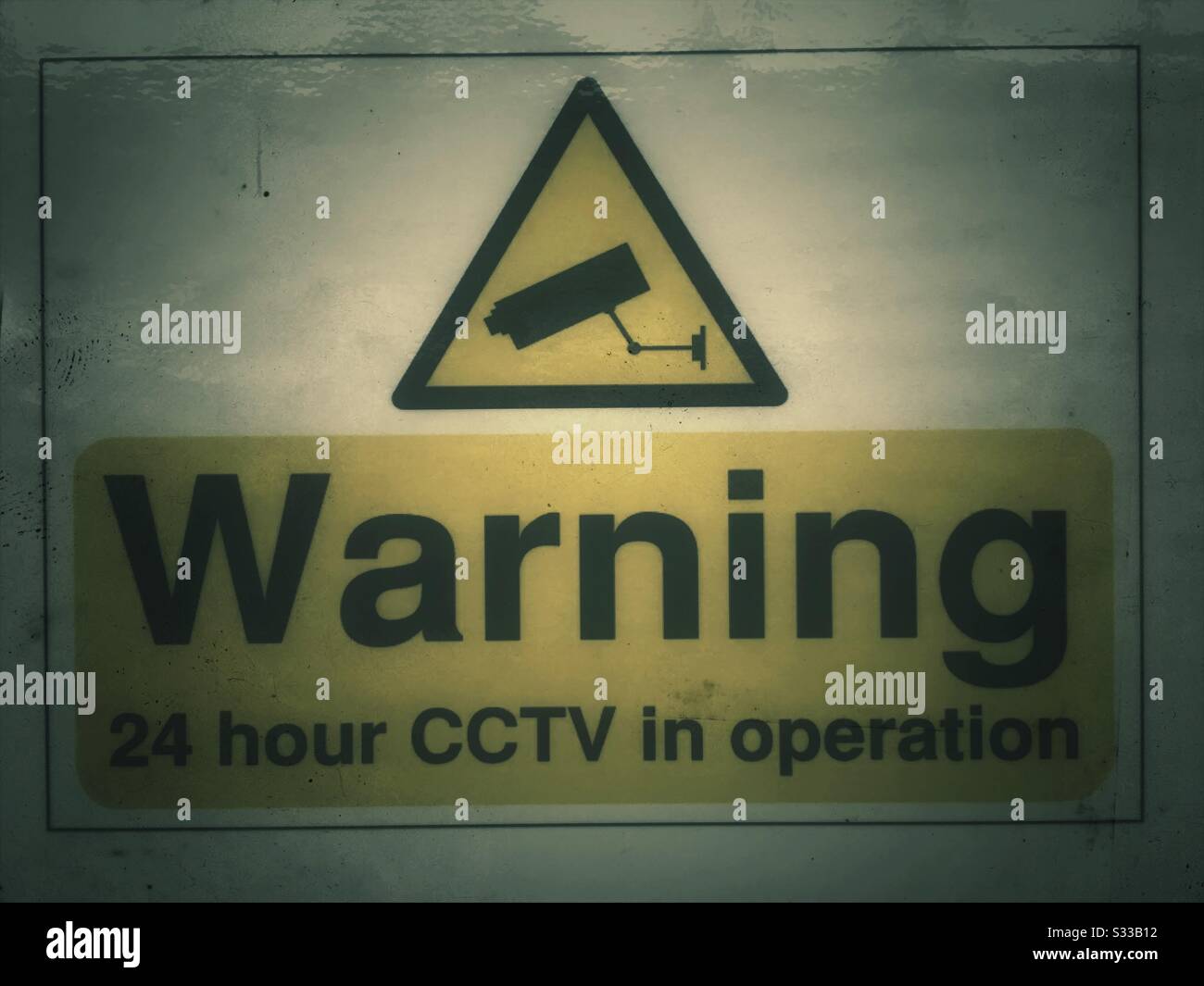 CCTV warning sign Uk - Smartphone Captured Stock Image