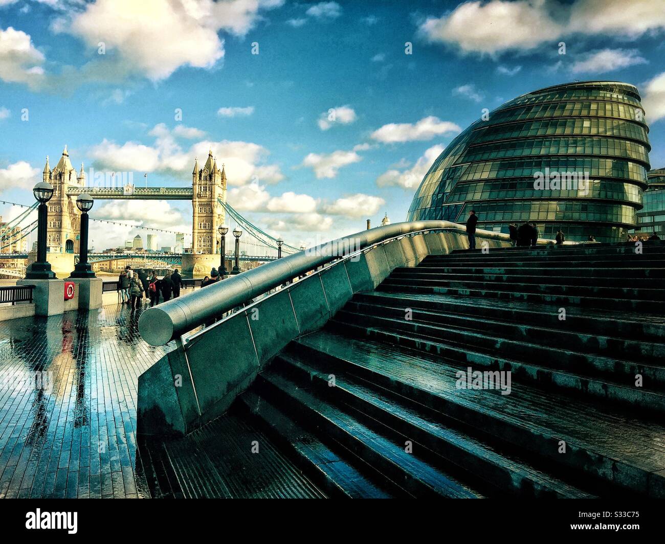 Tower Bridge and City Hall, London. - Smartphone Captured Stock Image