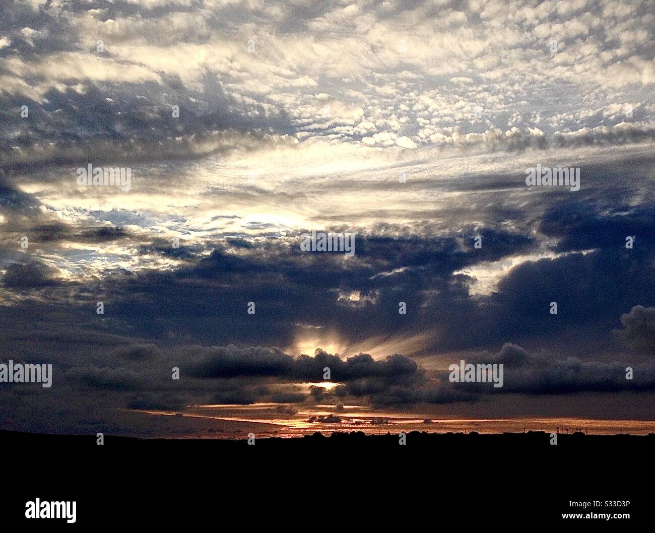 Stunning sunset and cloud formation, Davidstow disused airfield, Camelford, north Cornwall Stock Photo