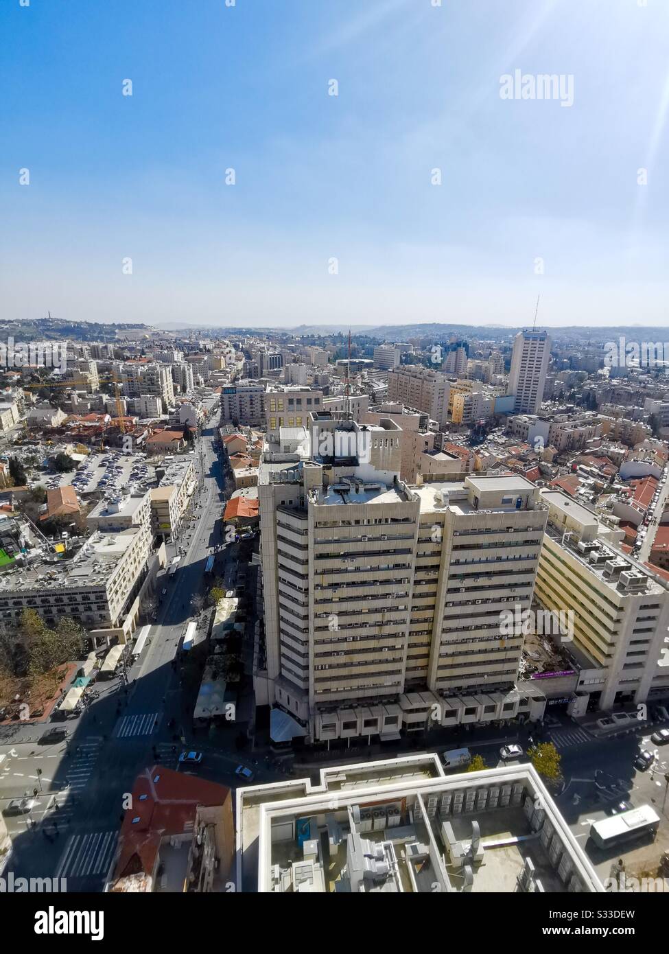 Aerial view of central Jerusalem. - Smartphone Captured Stock Image
