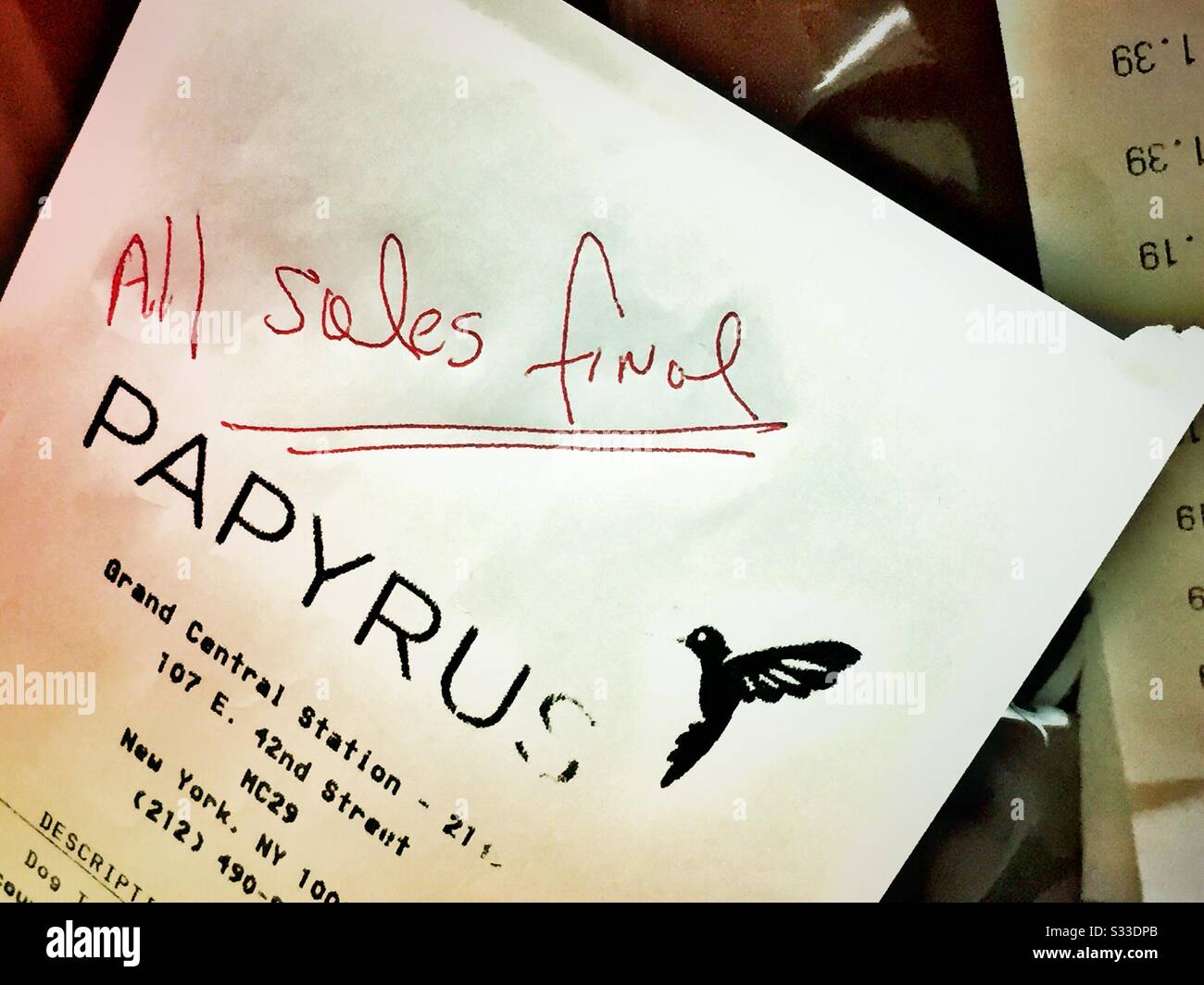 Papyrus Stationary and card stores are closing throughout the United States and the termination sales are final, USA - Smartphone Captured Stock Image