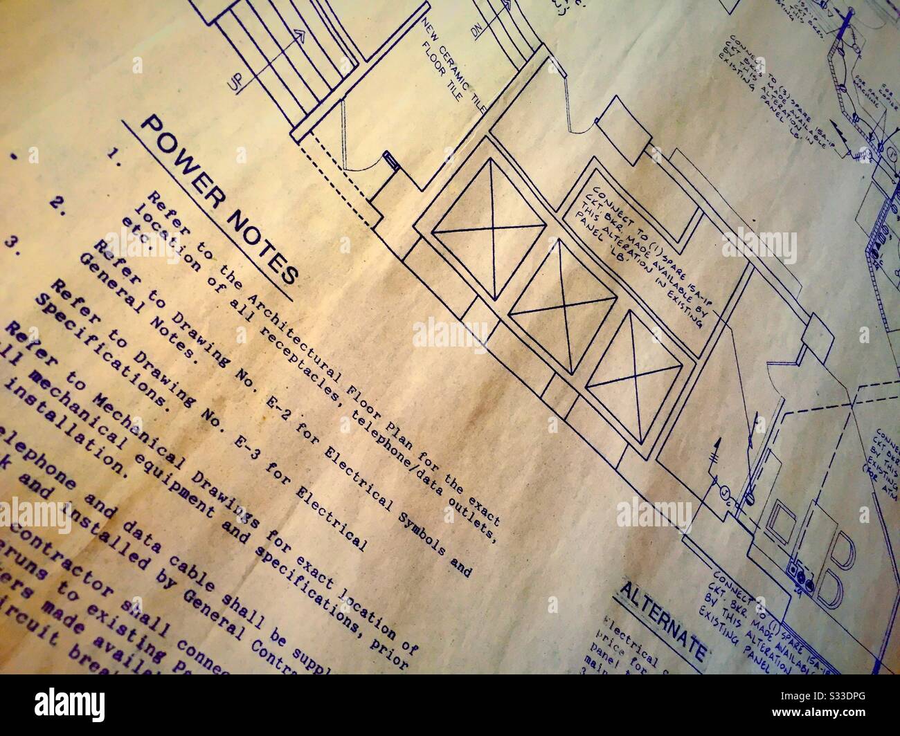 Close up of paper blueprints, USA - Smartphone Captured Stock Image