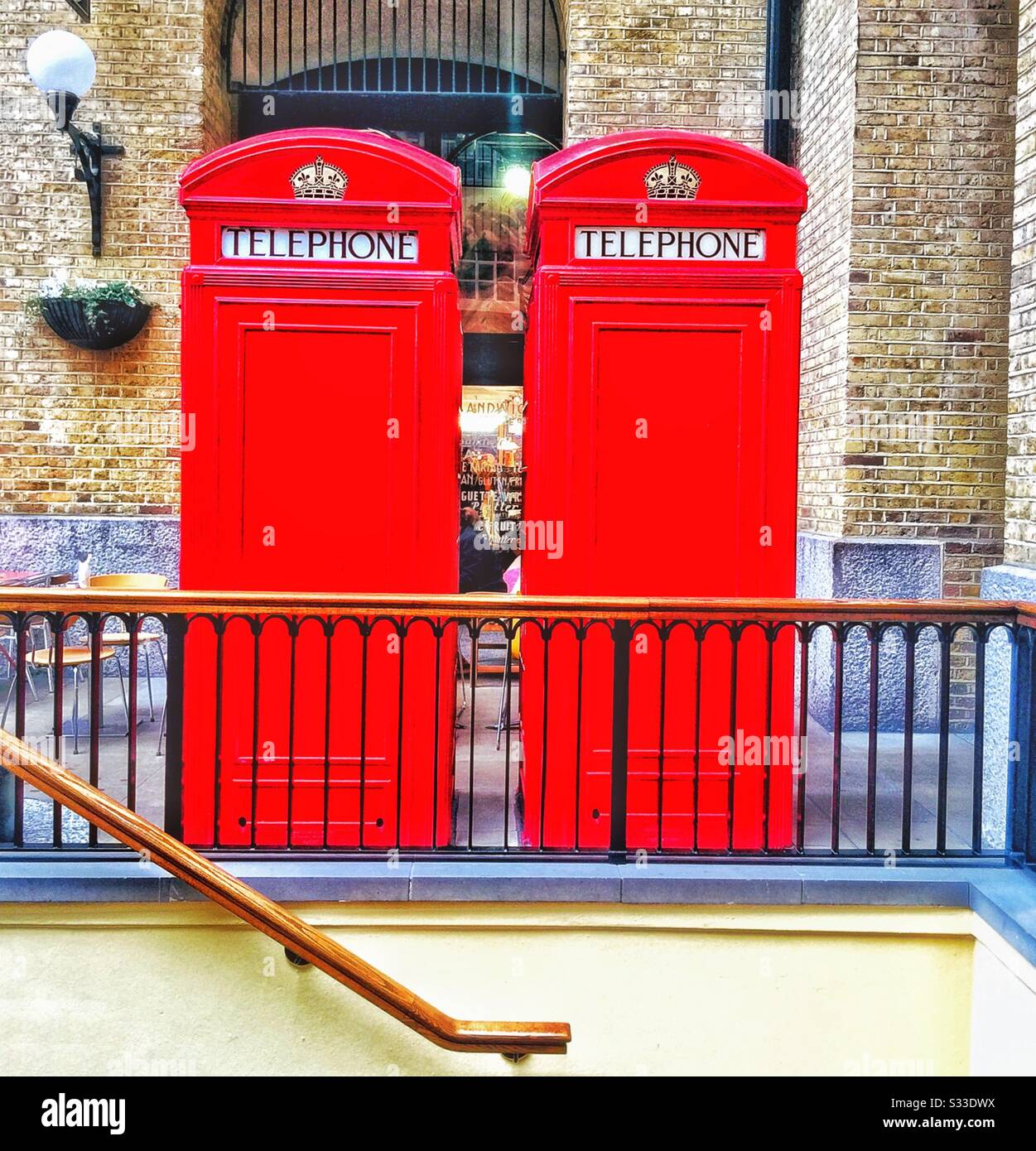 Red telephone boxes. - Smartphone Captured Stock Image