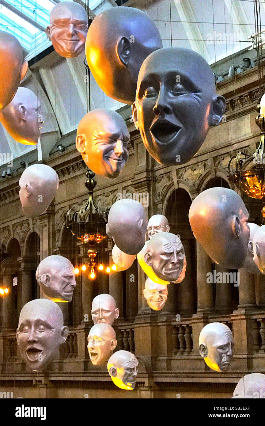 Floating heads in Kelvingrove Art Gallery Glasgow, Scotland Stock Photo