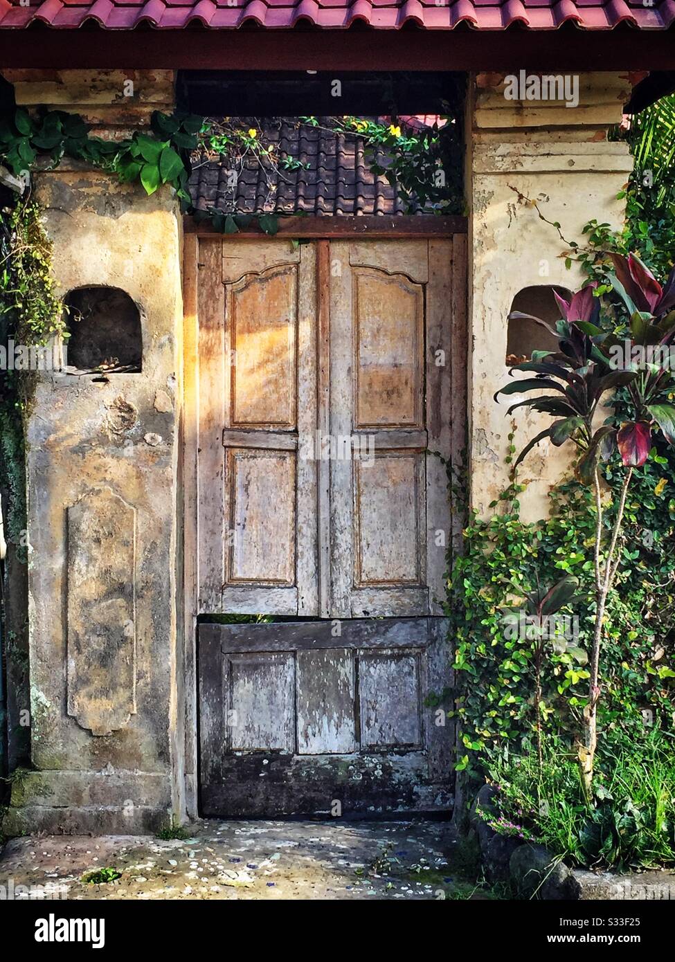 Entrance to a residential house in Ubud, Bali, Indonesia - Smartphone Captured Stock Image