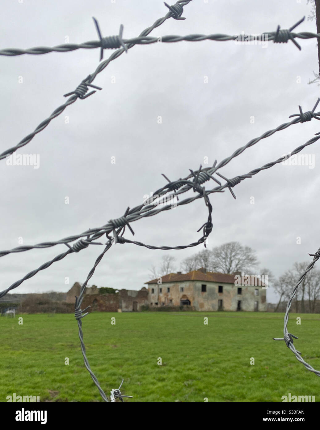 February 2020 - Ruin of a large country house ready for redevelopment - Smartphone Captured Stock Image
