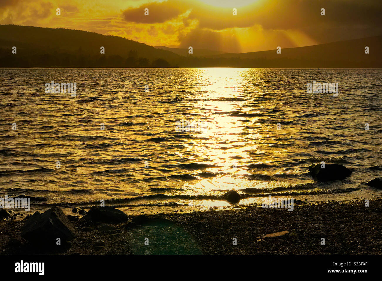 Sunset over Loch Lomond, Scotland. - Smartphone Captured Stock Image