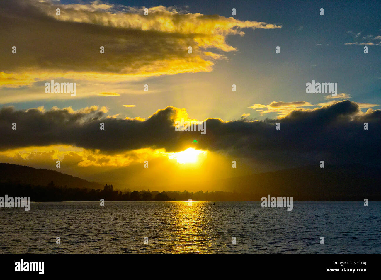 Sunset over Loch Lomond, Scotland. - Smartphone Captured Stock Image