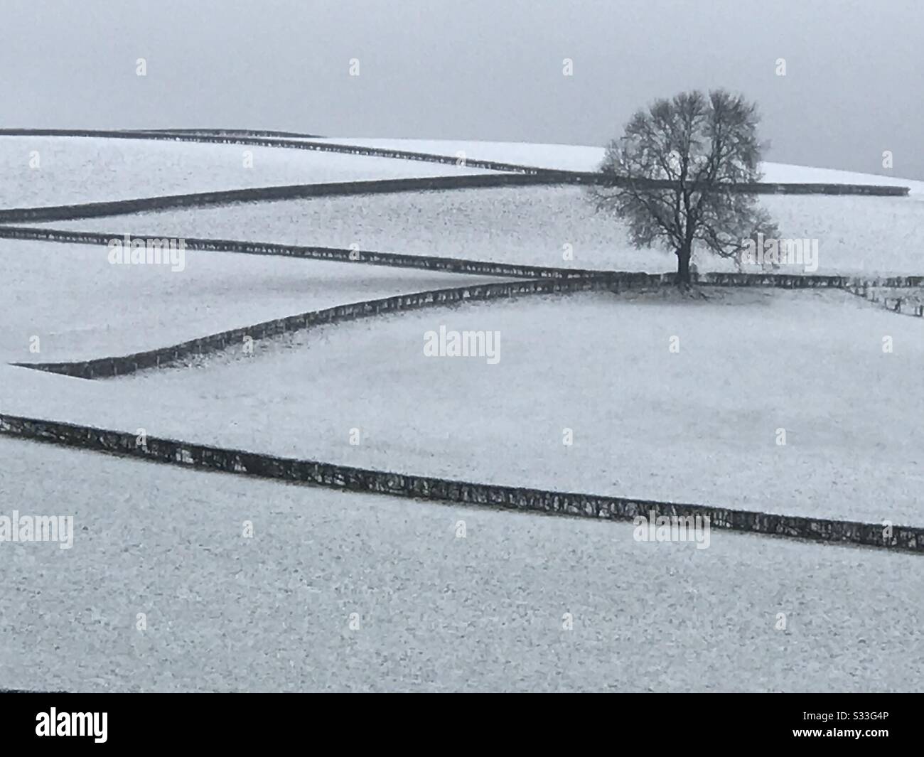 UK Weather - Snow in North Yorkshire Stock Photo