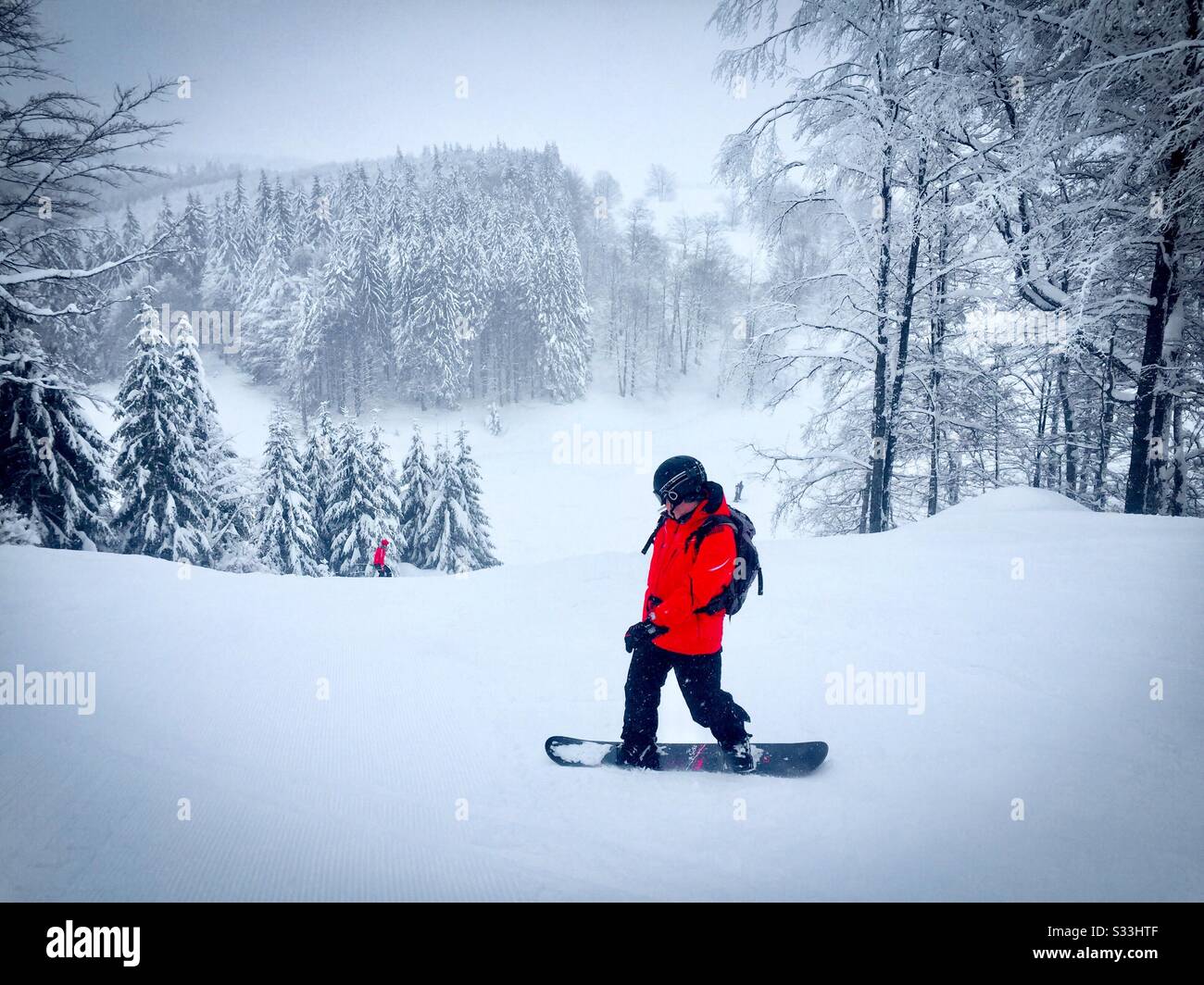 Snowboarder on the slope - Smartphone Captured Stock Image