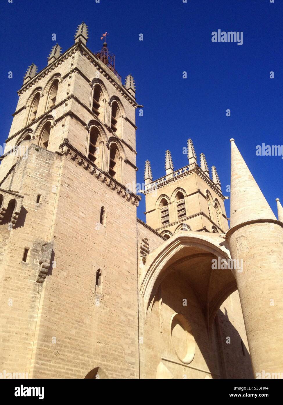 St Pierre Cathedral in Montpellier, Occitanie France - Smartphone Captured Stock Image
