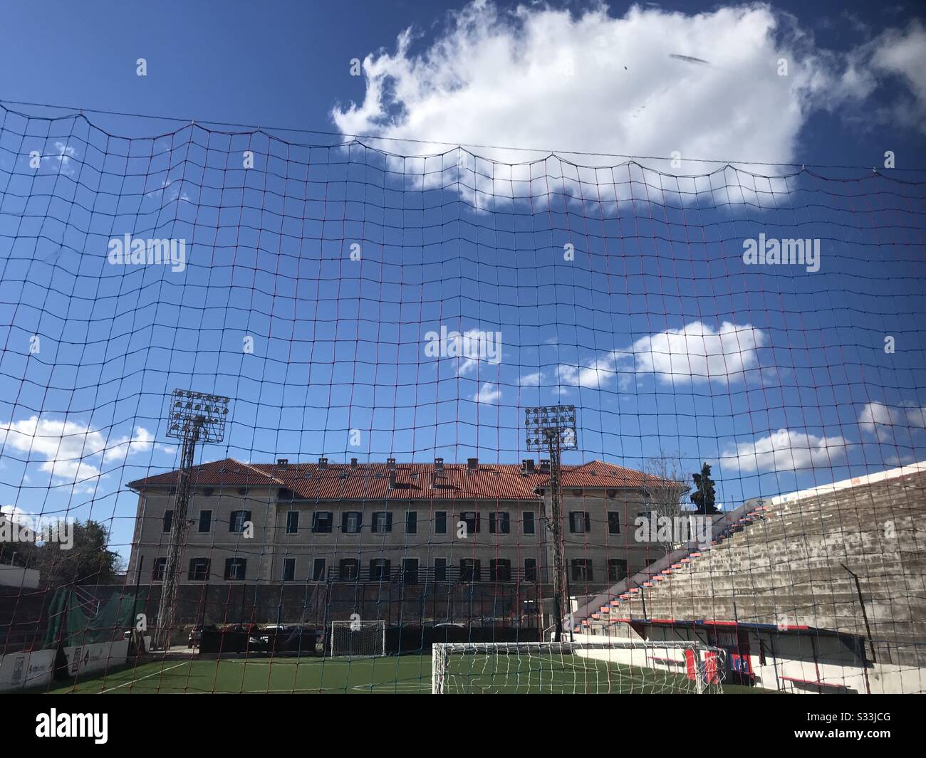 A football playground in Vukovarska street in Split, Croatia in front of Sun City restaurant - Smartphone Captured Stock Image