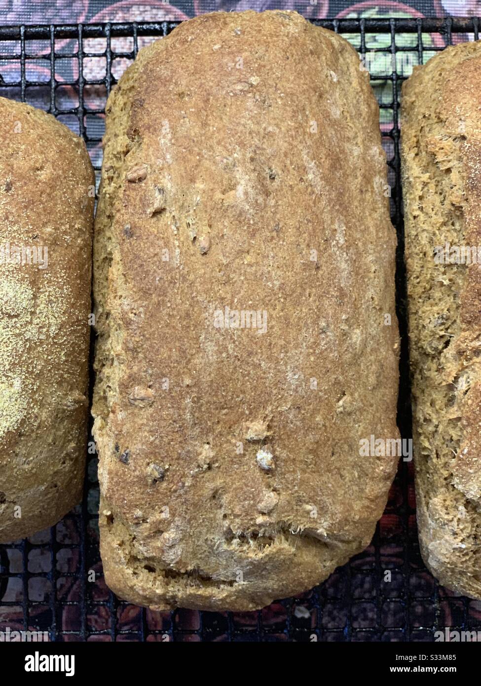 Malted Cornbread on a cooling rack. - Smartphone Captured Stock Image