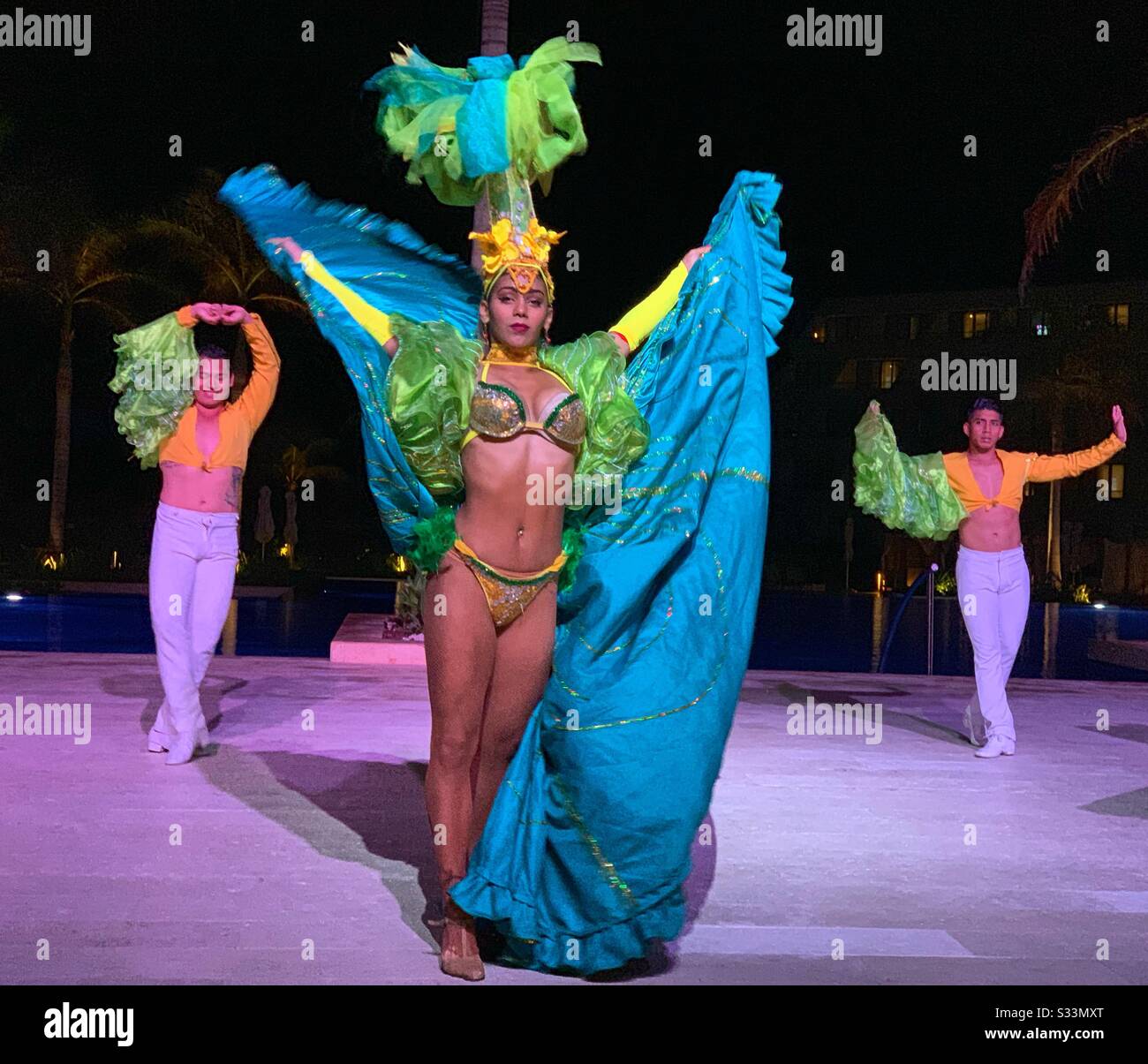 Latin Dancers, Hyatt Ziva, Cancun, Quintana Roo, Yucatan Peninsula, Mexico - Smartphone Captured Stock Image