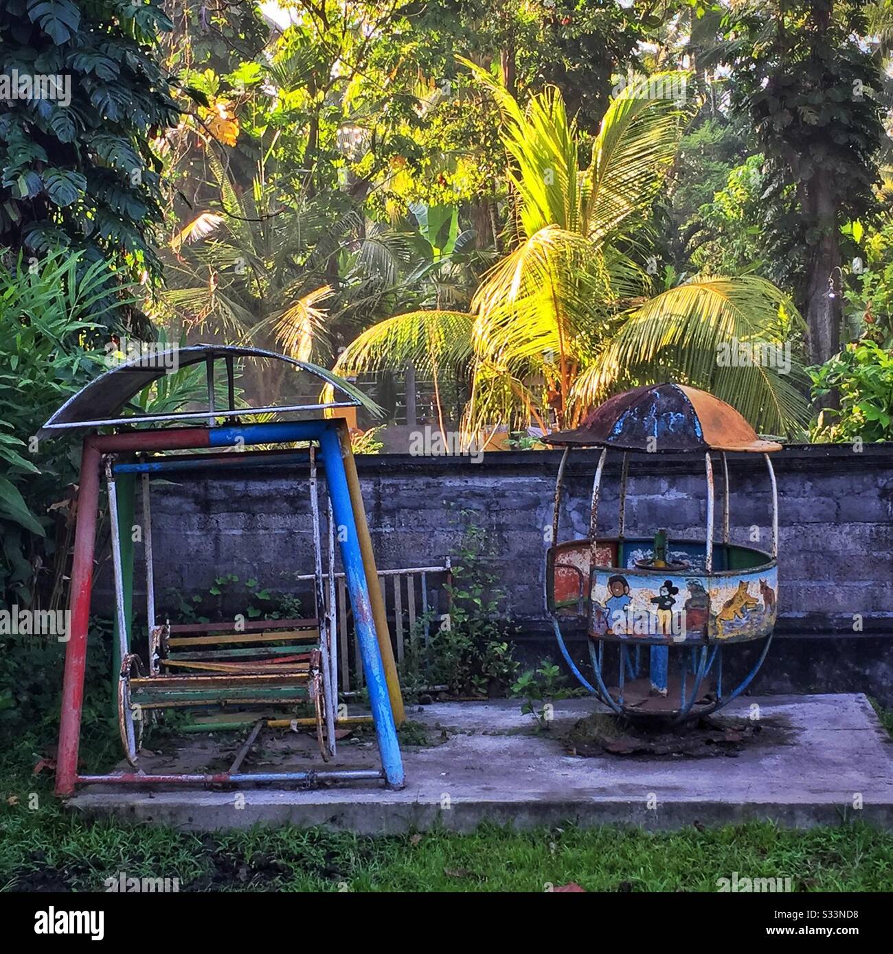 Children's play equipment, Sengkidu, Candidasa, Bali, Indonesia Stock Photo