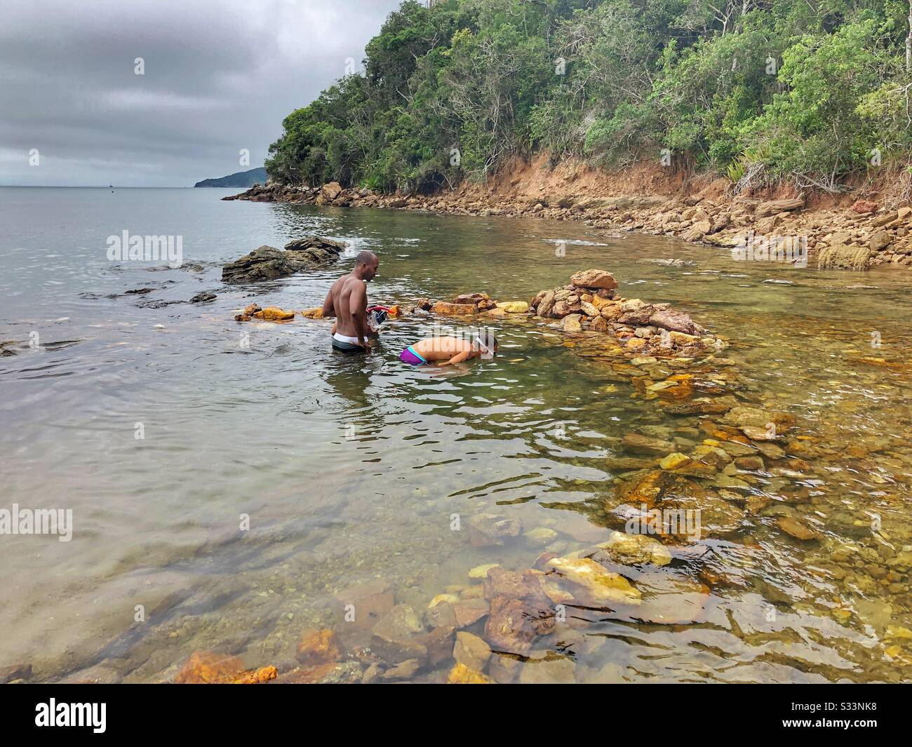 Rocky shoreline in Buzios, Brazil. Stock Photo