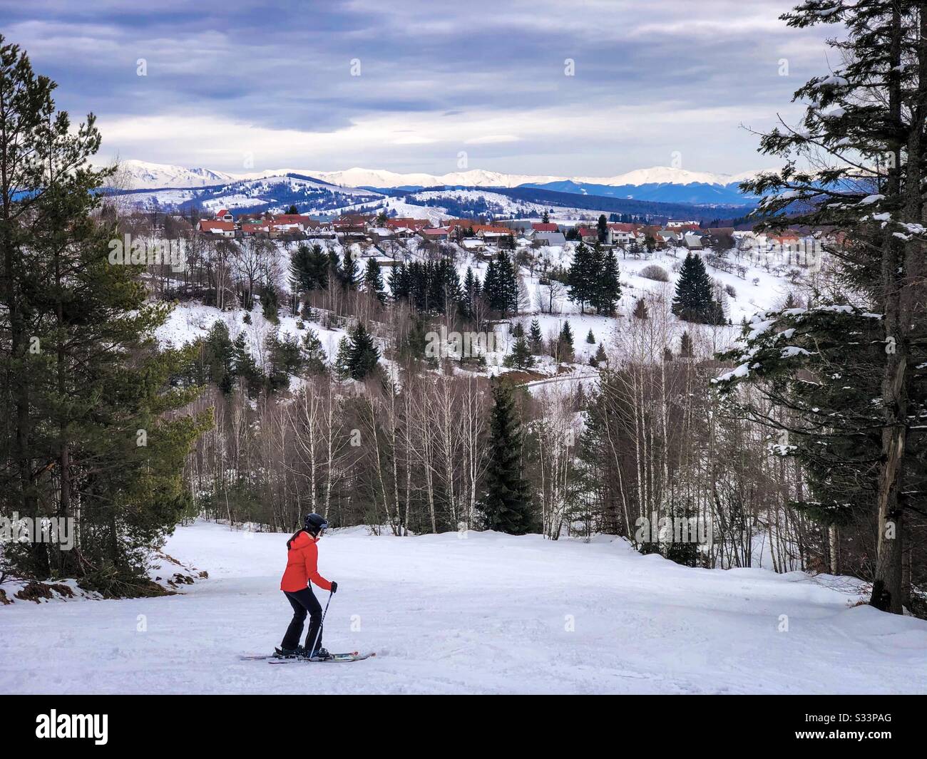 Skier on the slope - Smartphone Captured Stock Image