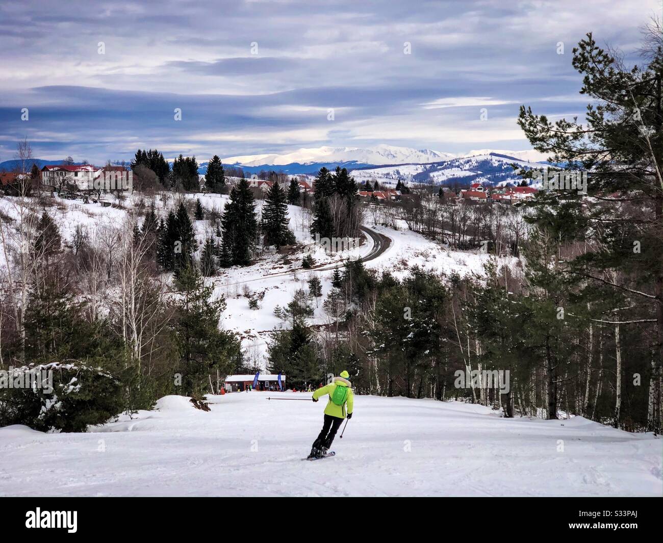 Skier on the slope - Smartphone Captured Stock Image