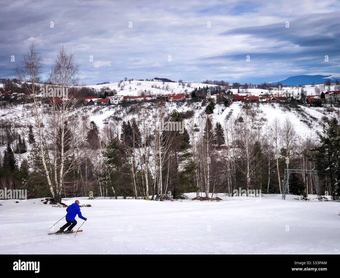 Skier on the slope - Smartphone Captured Stock Image