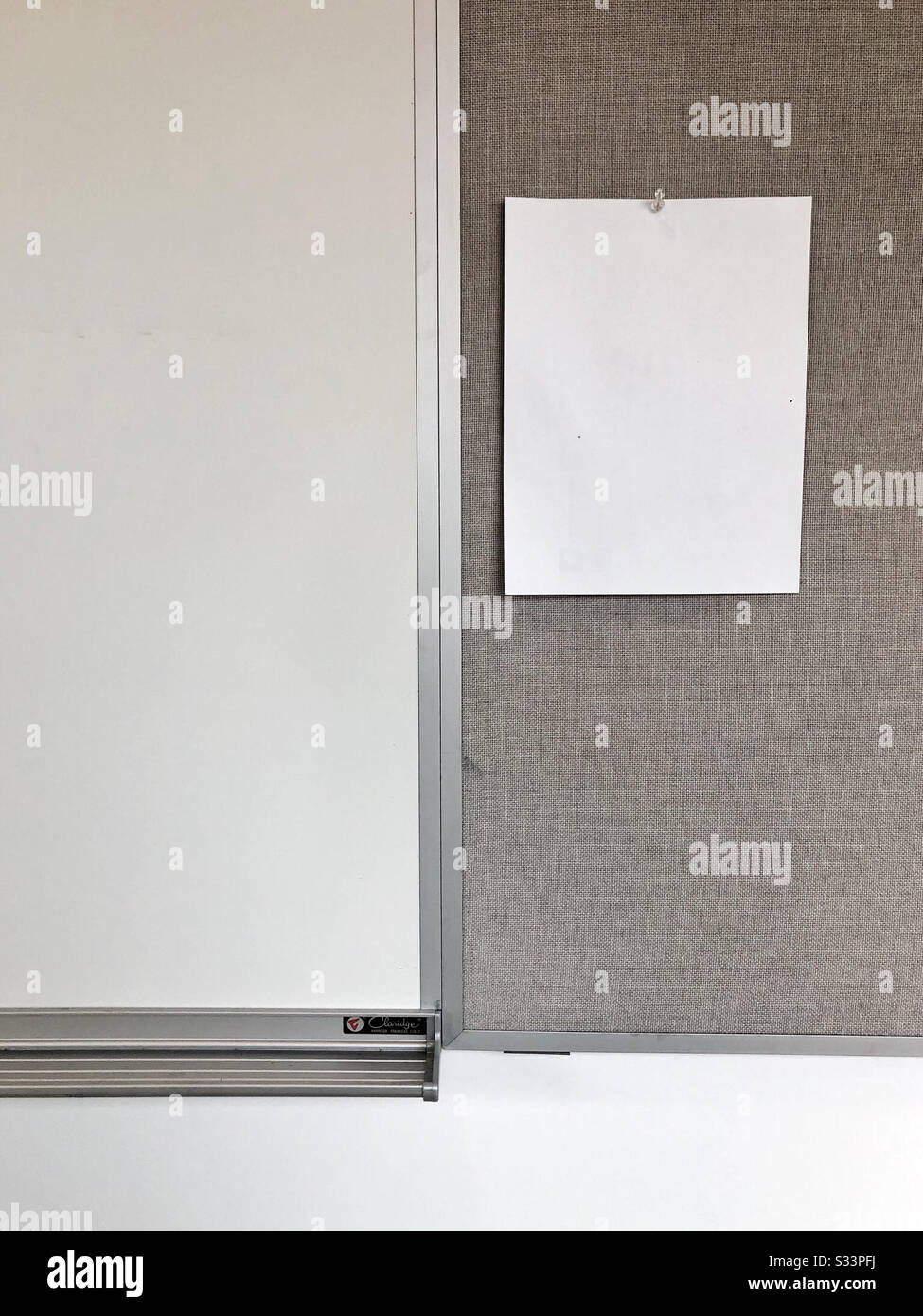 White board and bulletin board to share and post information and data in person - Smartphone Captured Stock Image